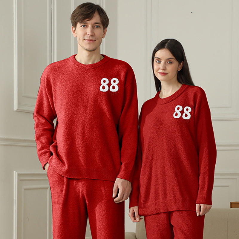 Half-Fleece Couple's Home Clothes Set – Soft Plush Sleepwear with Multiple Color Options – Cozy Style Lounge Set - Found Essence 