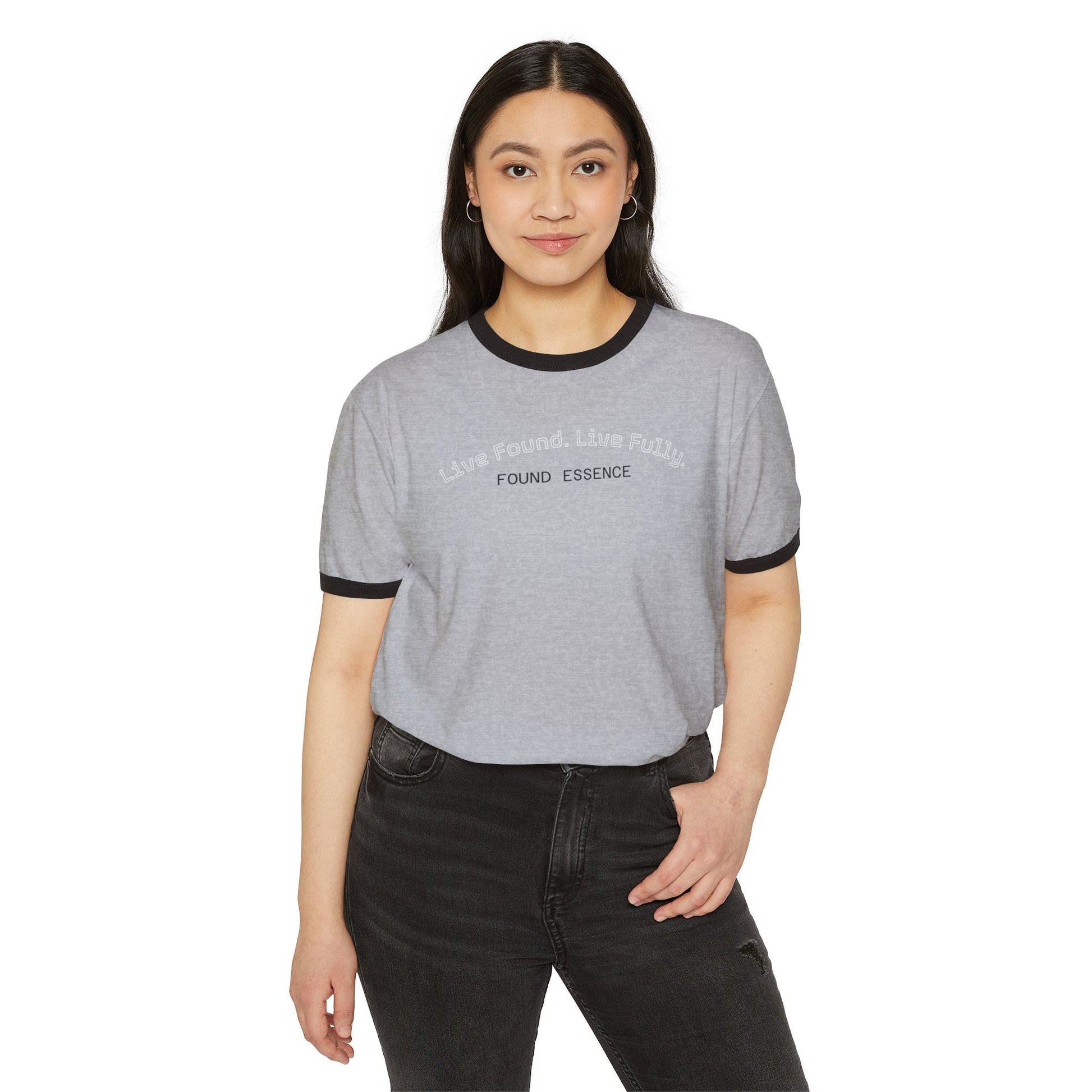 “Live Found. Live Fully.” Ringer T-Shirt | Retro-Inspired Everyday Comfort - Found Essence 