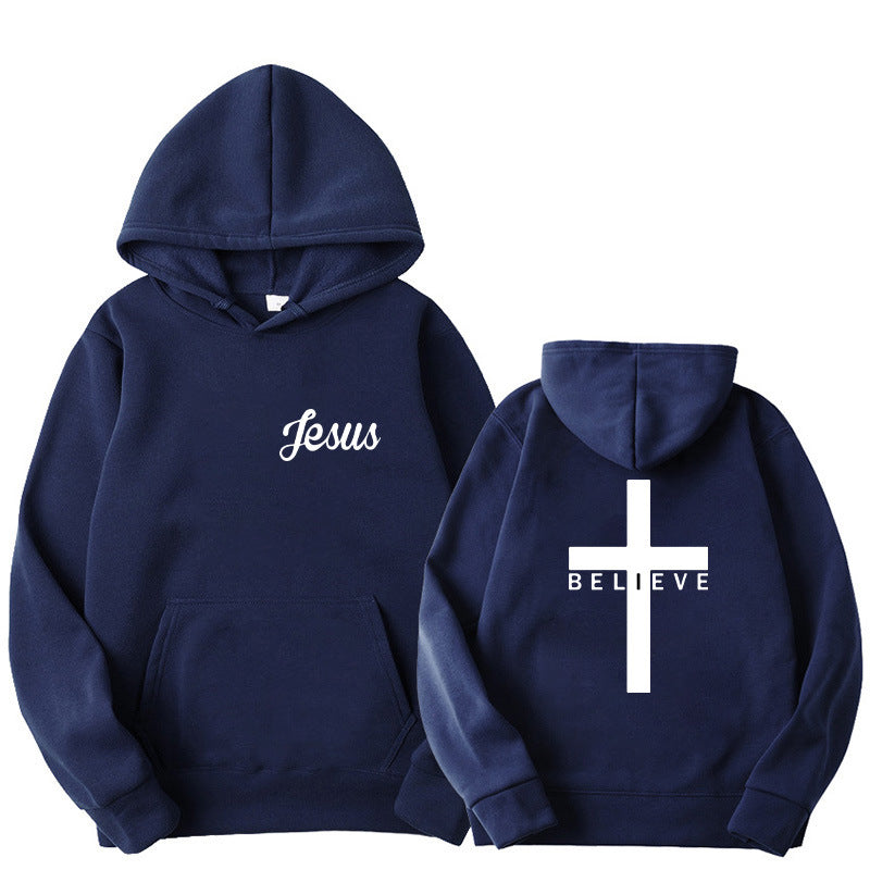 Believe Cross Printed Hoodie Men&