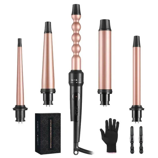 5-in-1 Curler Iron Set – Multi-Size Ceramic Barrels for Salon-Quality Curls - Found Essence