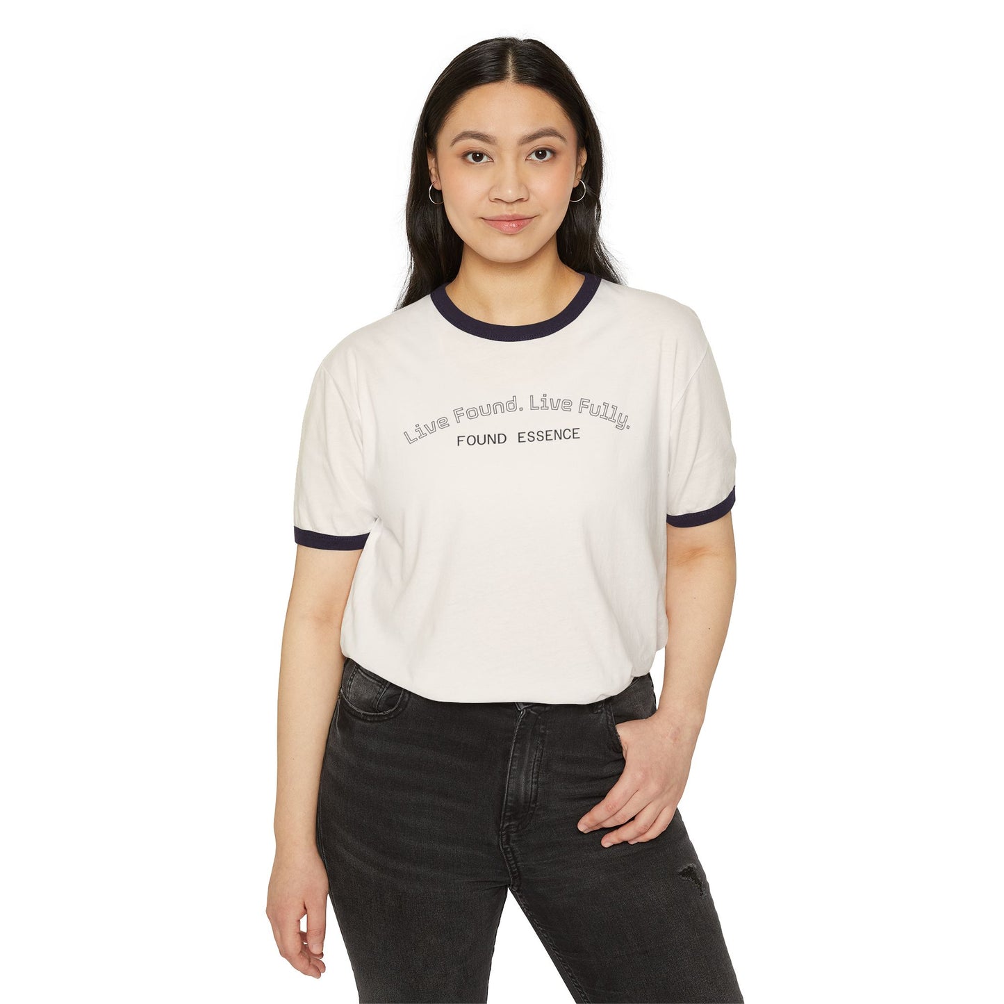 “Live Found. Live Fully.” Ringer T-Shirt | Retro-Inspired Everyday Comfort - Found Essence 