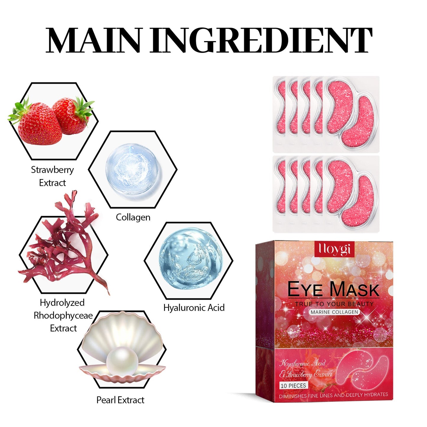 Hoygi Strawberry Gel Eye Patches – Anti-Wrinkle, Dark Circle & Puffiness Treatment - Found Essence 