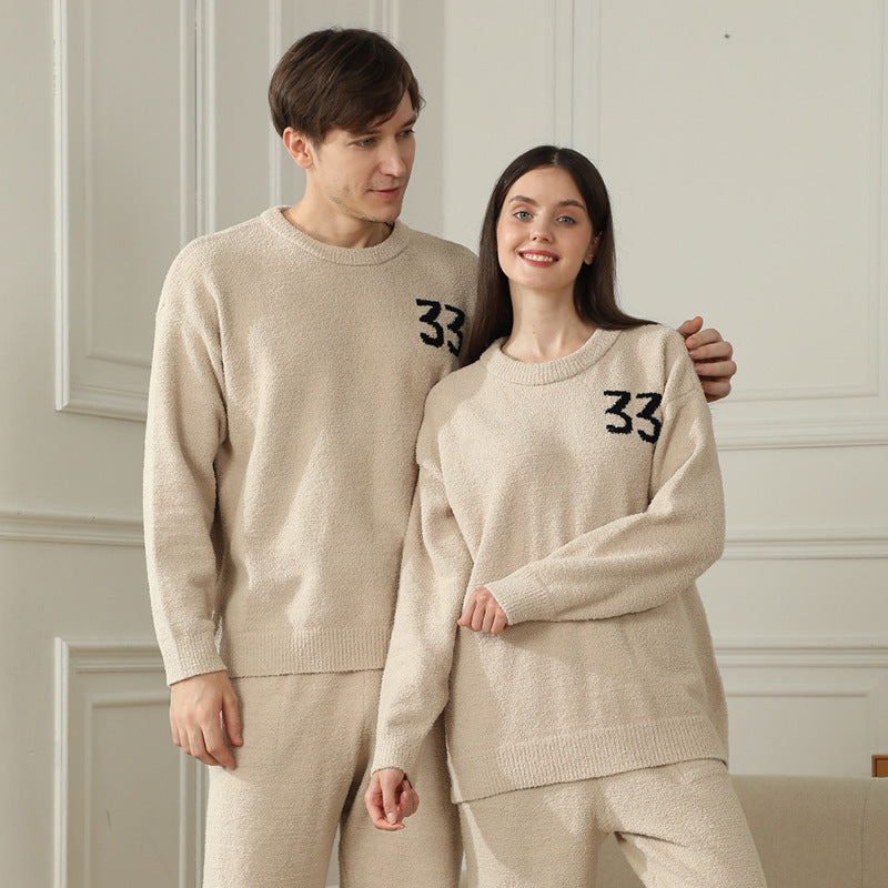 Half-Fleece Couple's Home Clothes Set – Soft Plush Sleepwear with Multiple Color Options – Cozy Style Lounge Set - Found Essence 