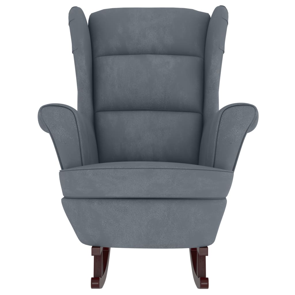 Rocking Chair with Solid Wood Rubber Legs Dark Gray Velvet - Found Essence 