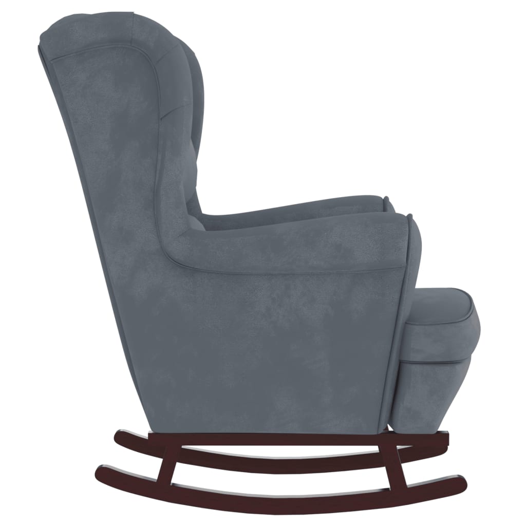 Rocking Chair with Solid Wood Rubber Legs Dark Gray Velvet - Found Essence 
