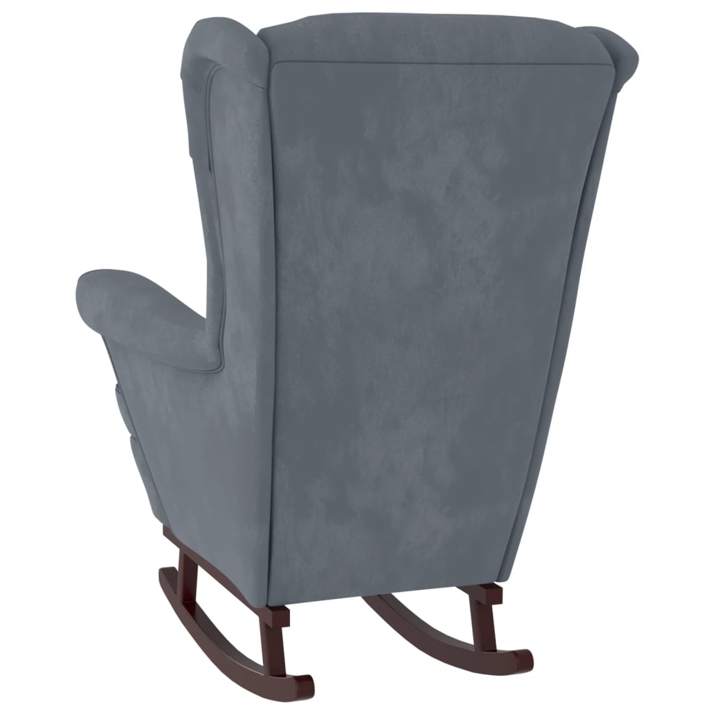 Rocking Chair with Solid Wood Rubber Legs Dark Gray Velvet - Found Essence 