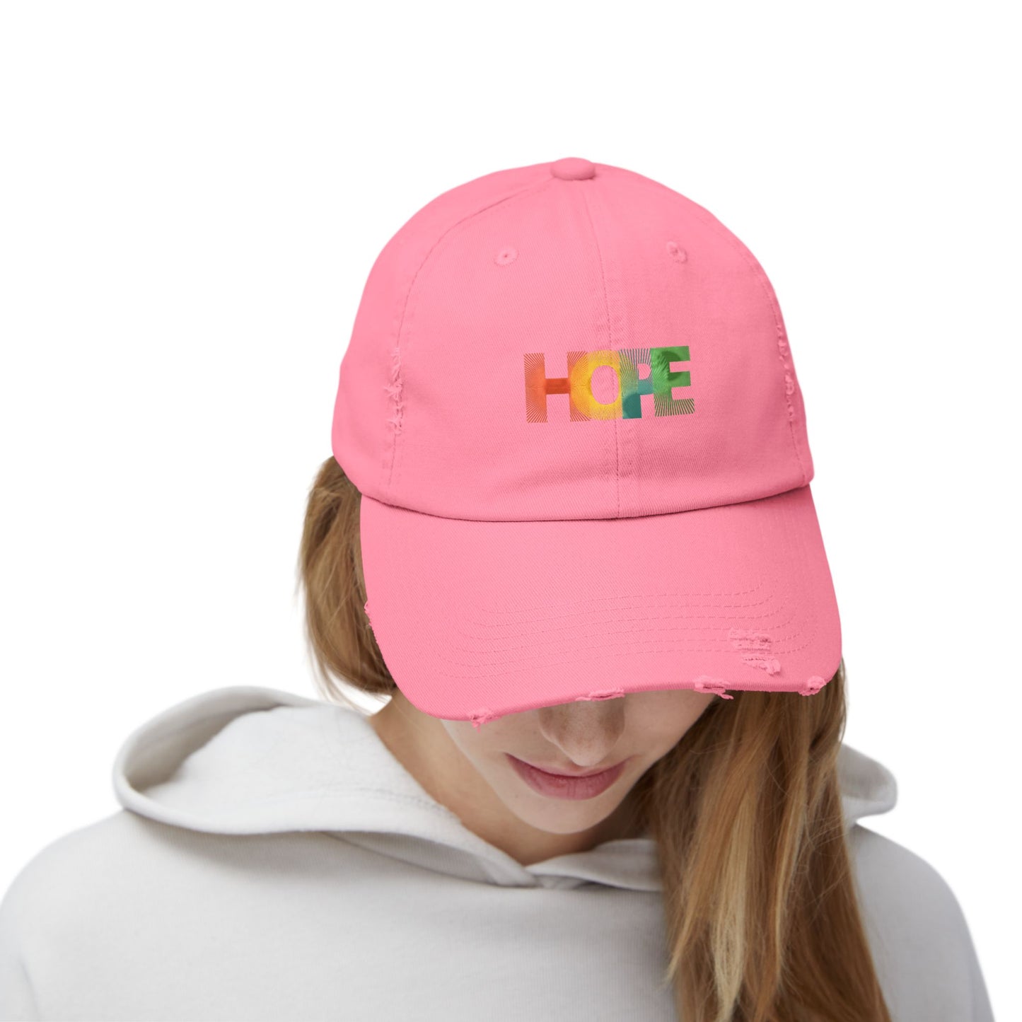 FoundEssence Hope Distressed Cap – Adjustable, Casual & Full of Good Vibes