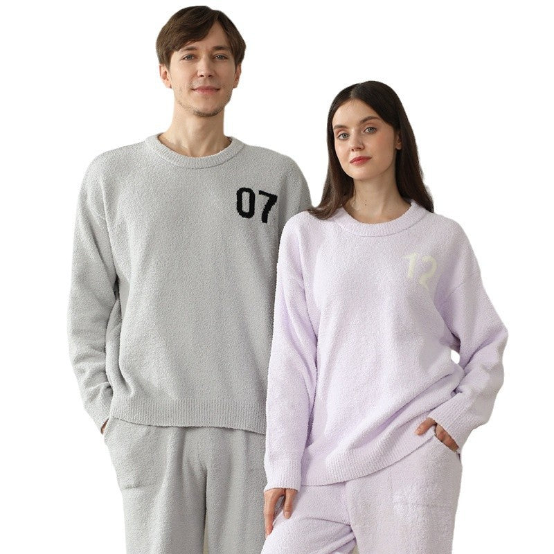 Half-Fleece Couple's Home Clothes Set – Soft Plush Sleepwear with Multiple Color Options – Cozy Style Lounge Set - Found Essence 