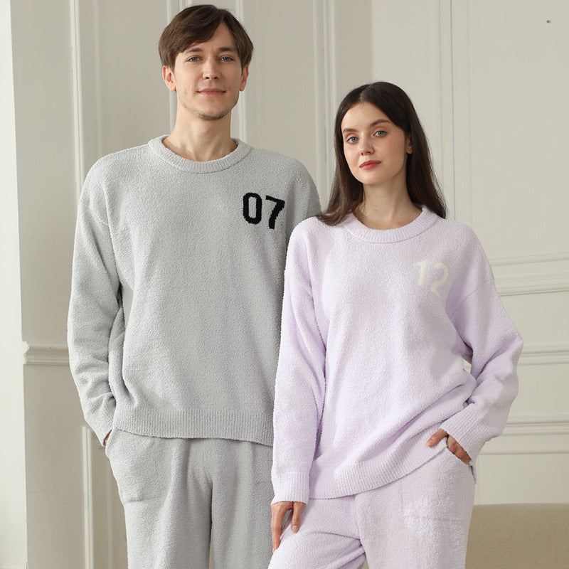Half-Fleece Couple's Home Clothes Set – Soft Plush Sleepwear with Multiple Color Options – Cozy Style Lounge Set - Found Essence 