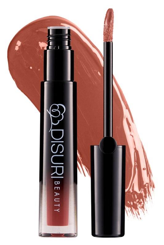 DISURI Glossy Blast Lip Gloss — Hot Cocoa (Vegan • High Shine • Non‑Sticky)