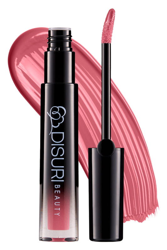 DISURI Glossy Blast Lip Gloss — Pink Berry Pie (Vegan, Non‑Sticky, Ultra Shine)
