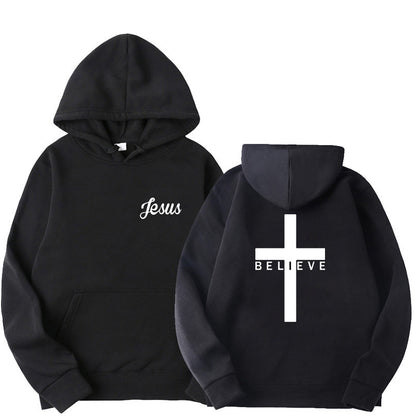 Believe Cross Printed Hoodie Men&