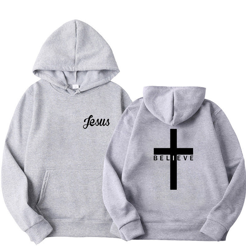 Believe Cross Printed Hoodie Men&