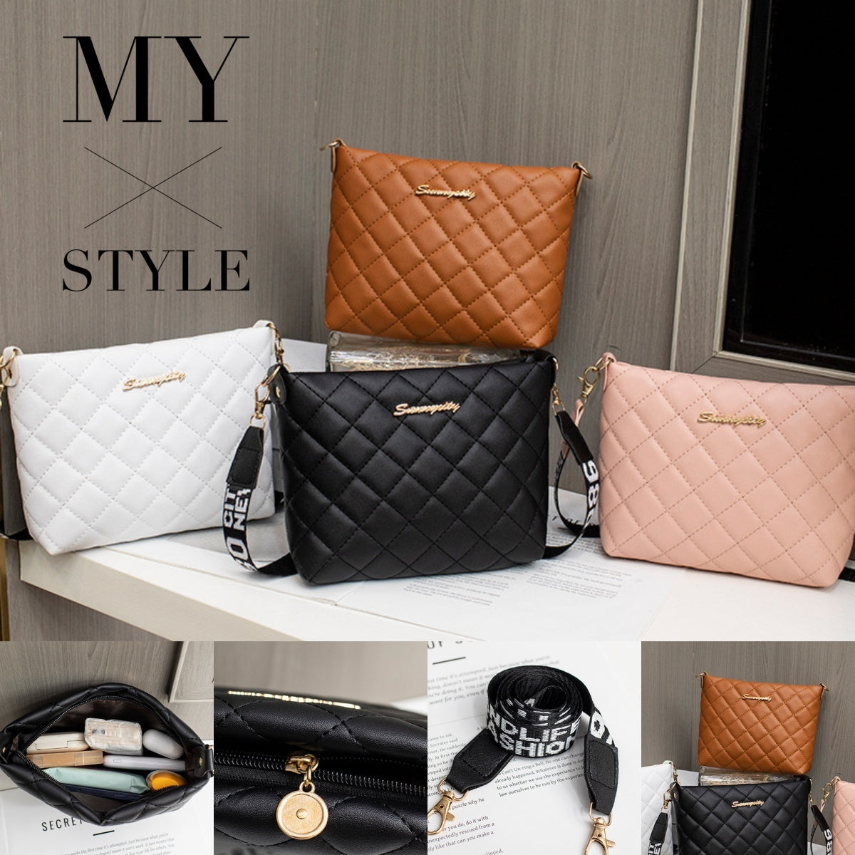 Women’s Quilted Chain Crossbody Bag | Trendy Small Messenger Shoulder Purse