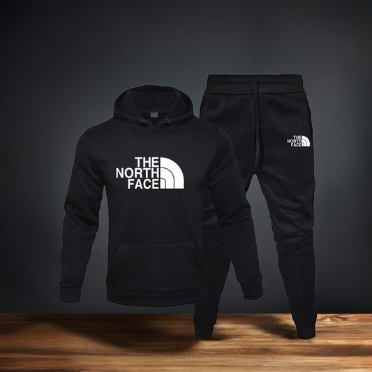 Men’s Fleece Pullover Hoodie & Sweatpants Set – Casual Printed Sportswear - Found Essence 