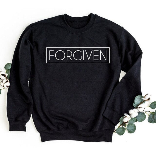 “Forgiven” Inspirational Affirmation Sweatshirt – Crewneck Style, Faith-Based Design - Found Essence