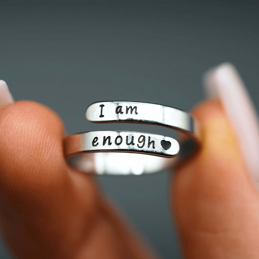 I Am Enough Silver Ring - Found Essence