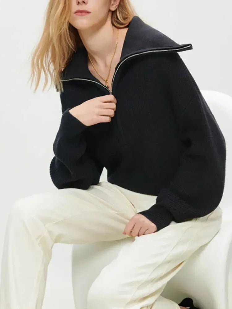 Turtleneck Zipper Sweater - Found Essence